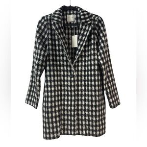 Soft houndstooth one button jacket coat sz M